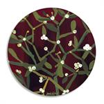 Party Food Platter, Round Platter,  Glass Serving platter, Mistletoe Painting